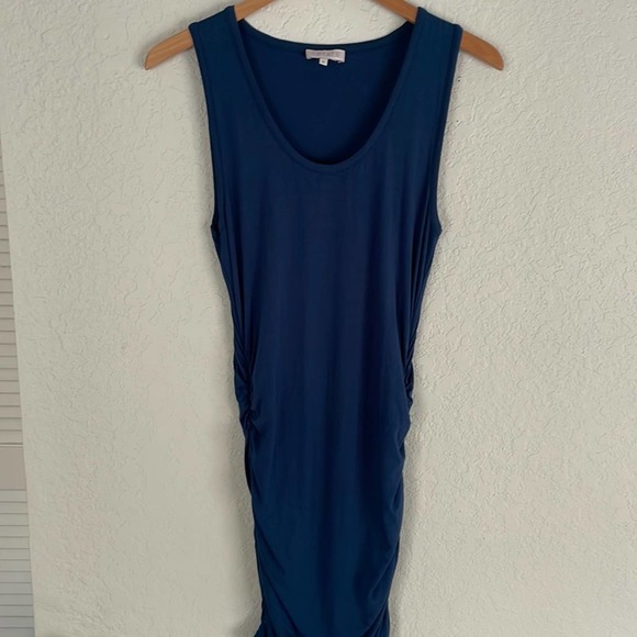 1. State Teal Blue Side Ruched Dress - Picture 1 of 4